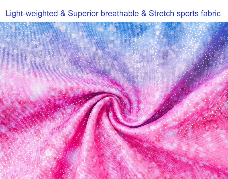 Domusgo Gymnastics Leotards for Girls 8-9 Years Old Blue Pink Star Sky Sparkly One Piece Tumbling Outfits