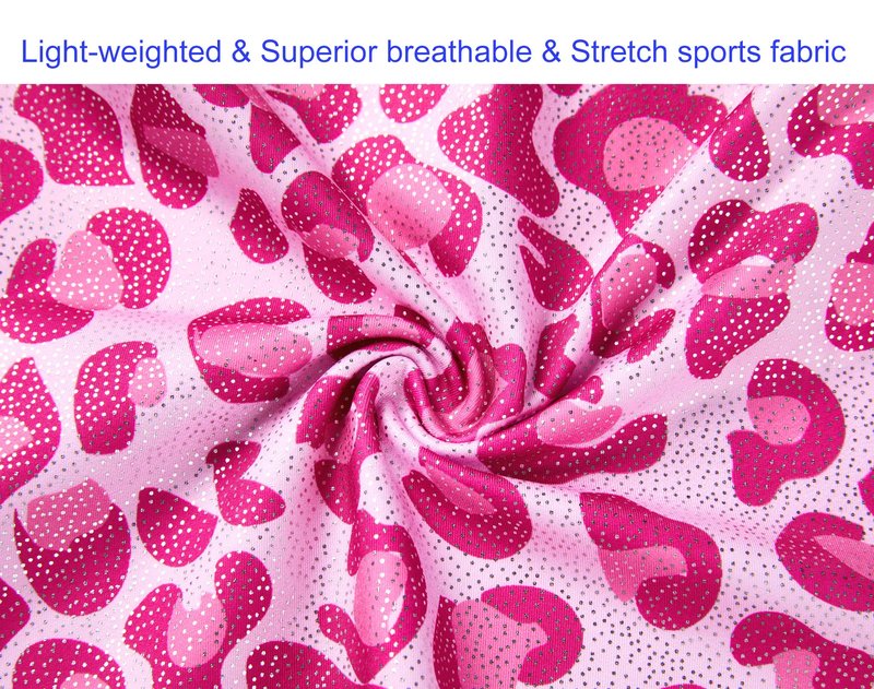 Domusgo Leotard for Girls Gymnastics Size 3t 4t Sleeveless Blingbling Pink Cheetah Biketards with Shorts