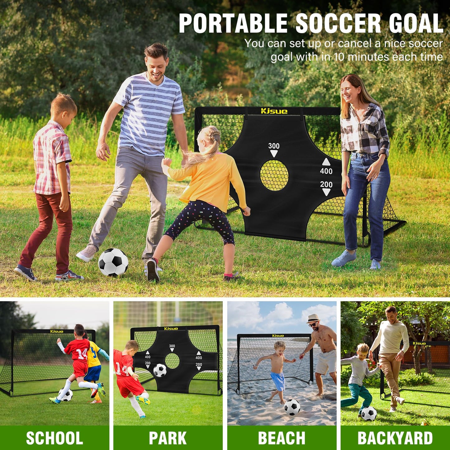 Kids Soccer Goals for Backyard Set, 2 of 6x4 ft Portable Pop Up Soccer Goal Training Equipment, Soccer Net with Target, Soccer Ball, Cones, Soccer Set for Kids Youth Toddler Sports Outdoor Games
