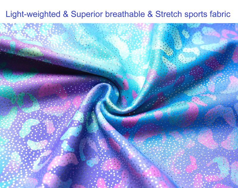 Domusgo Girls Gymnastics Leotards Size 7-8 Years Old Sparkly Green Purple Leopard Practice Outfits