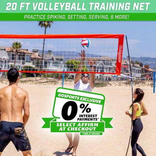 GoSports Freestanding Volleyball Training Net for Indoor or Outdoor Use - Instant Setup and Height Adjustable - 12 ft or 20 ft Sizes