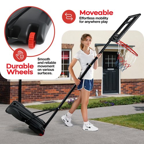Kids Basketball Hoop Outdoor - 33 inch Backboard, 70-84in Adjustable Height, Portable Basketball Hoops & Goals for Kids/Teenagers/Youth in Backyard/Driveway/Indoor - Fillable Base