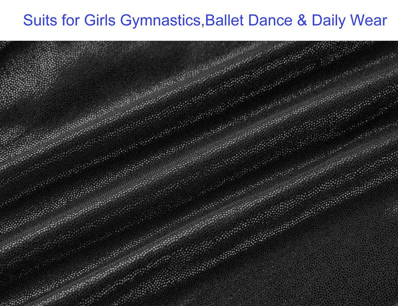 Domusgo Gymnastics Leotards for Girls 8-9 Years Old Black Sparkly One Piece Tumbling Outfits