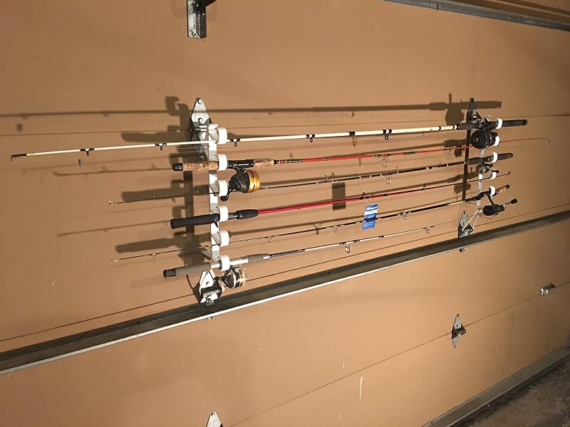 Garage Door Storage Rack for Fishing Rods & Paddles – Quick-Install Hooks