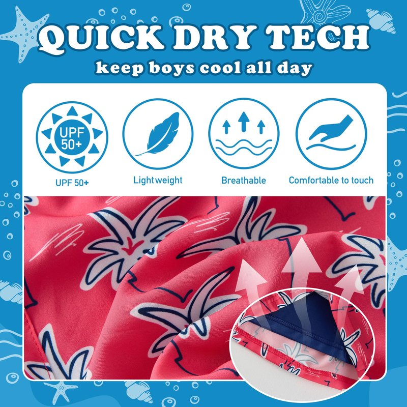 LIBREDGE Boys Swim Trunks Little Boys Swim Shorts Bathing Suit Kids Swimsuit with Compression Liner Quick Dry UPF 50+ Sun Protection 7