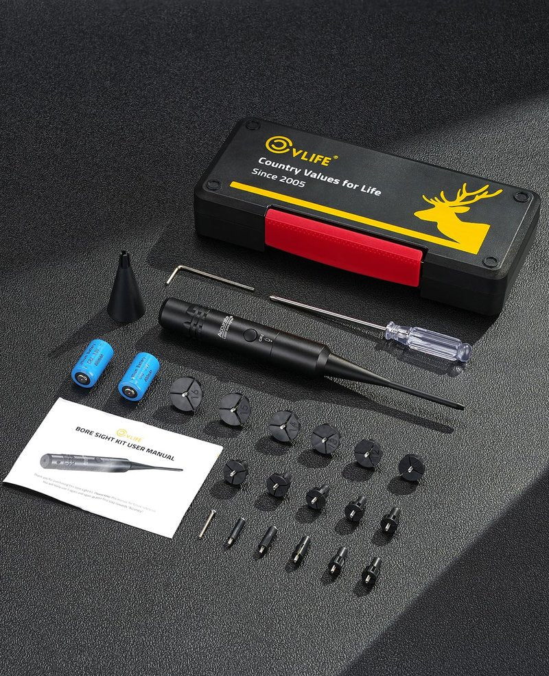 CVLIFE Bore Sight Laser Kit fit 0.17 to 12GA Calibers, Professional Green Laser Boresighter Kit for All Gun, Multiple Caliber Laser Bore Sight for Hunting Rifles Pistols and Handgun