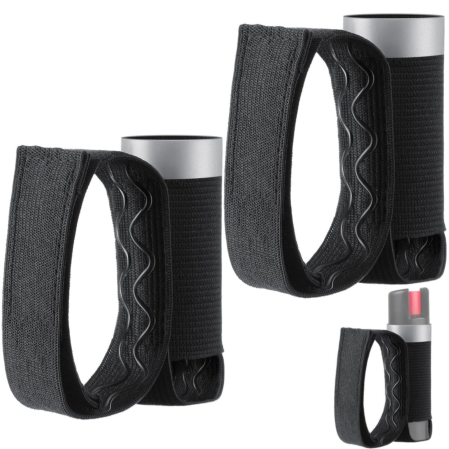 2 PCS Pepper Spray Hand Strap Holder-No Mister-Adjustable Reflective Runner Strap Fits Most Pepper Sprays 3. 5 up, Self Defense Gel Holder Stretch Ambidextrous Design for Run Jog Walk Night Safety