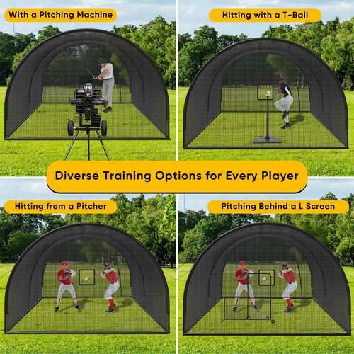 22FT Portable Baseball & Softball Batting Cage for Backyard ??Enclosed Batting Net with Pitching Machine Hole, Sturdy Frame & Carry Bag, Ideal for Home Hitting & Pitching Practice, 22 x 12 x 8 ft