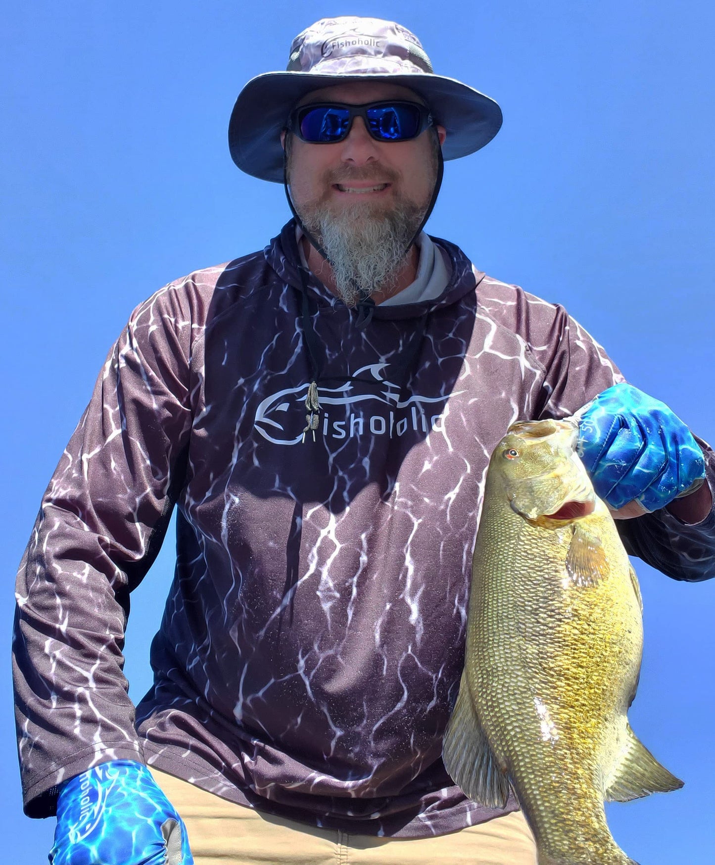 Fishoholic Fishing Hat - UPF50+ Sun Protection Wide Brim Bucket Hat with Straps