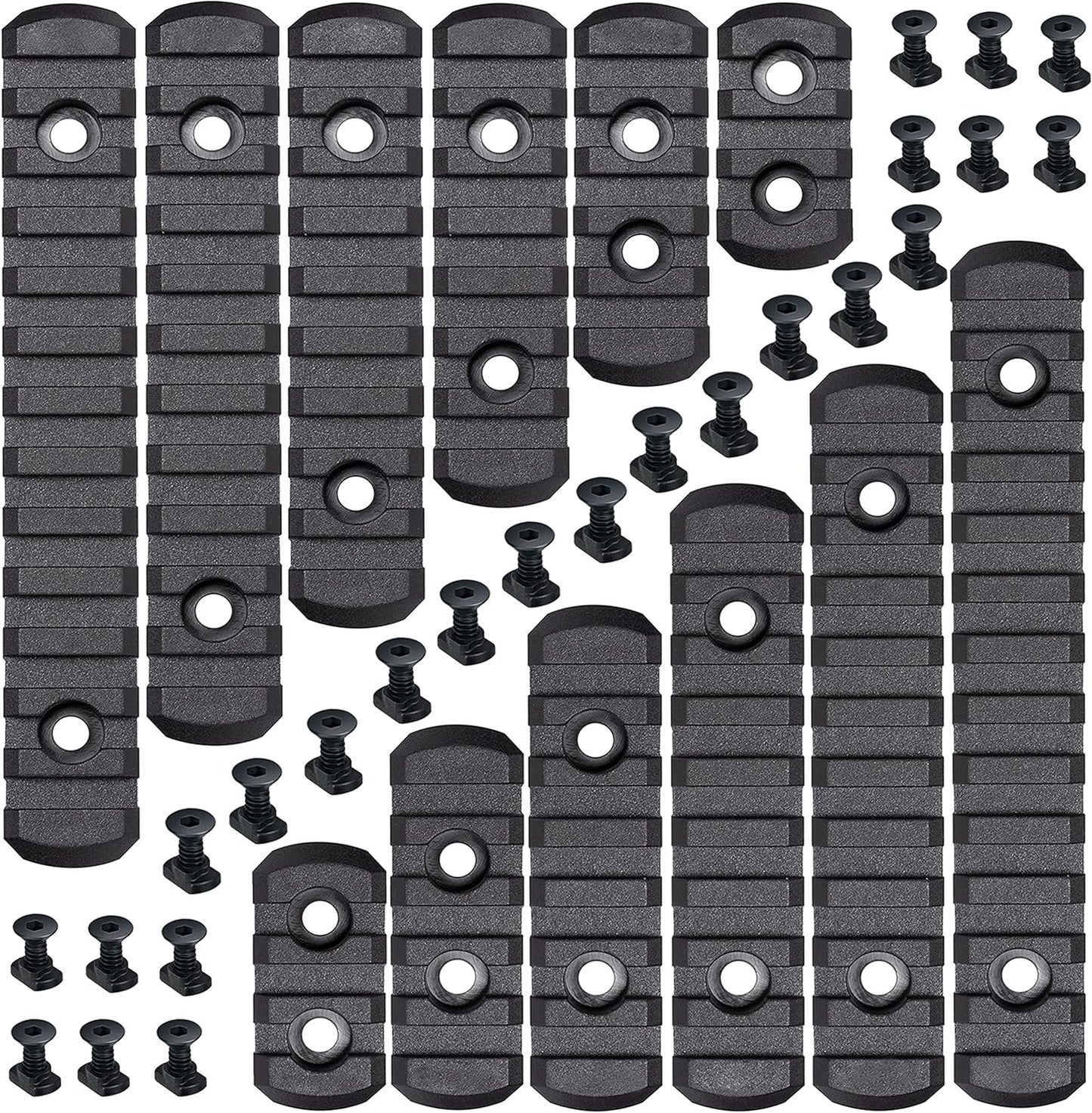 12 Pack Single Picatinny Rail 3 3 5 5 7 7 9 9 11 11 13 13 Slots Polymer Black