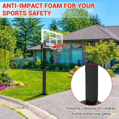 Outdoor In-Ground Basketball System, 55" Shatterproof Tempered Glass Backboard, 8-10ft Quick-Adjust Hoop, Heavy-Duty Stable Base for Driveway, Court, Backyard