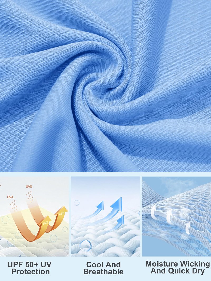 MAGCOMSEN UV Shirts for Women Long Sleeve Shirts Running Shirts Women Fishing Shirts Athletic Shirts Workout Shirts for Women T Shirts for Women Lightblue