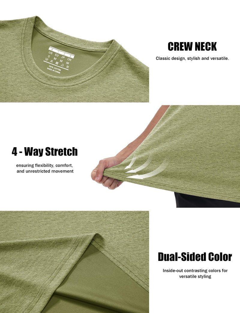 MAGCOMSEN Mens Quick Dry Short Sleeve Shirts Athletic Workout T Shirts Cooling Performance Running Shirt Sun Protection Summer Green L