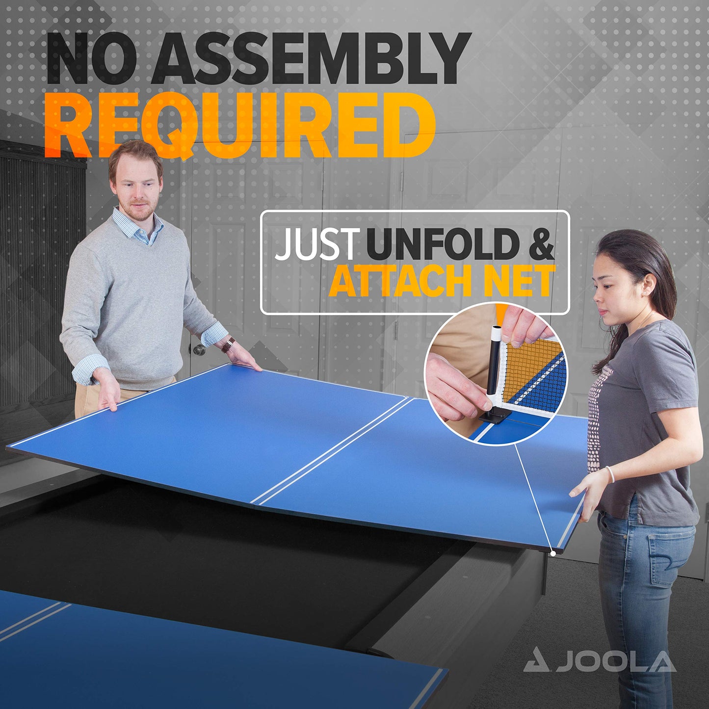 JOOLA Tetra - 4 Piece Ping Pong Table Top for Pool Table - Includes Ping Pong Net Set - Full Size Table Tennis Conversion Top for Billiard Tables - Easy Assembly & Compact Storage - Incl. Foam Backing