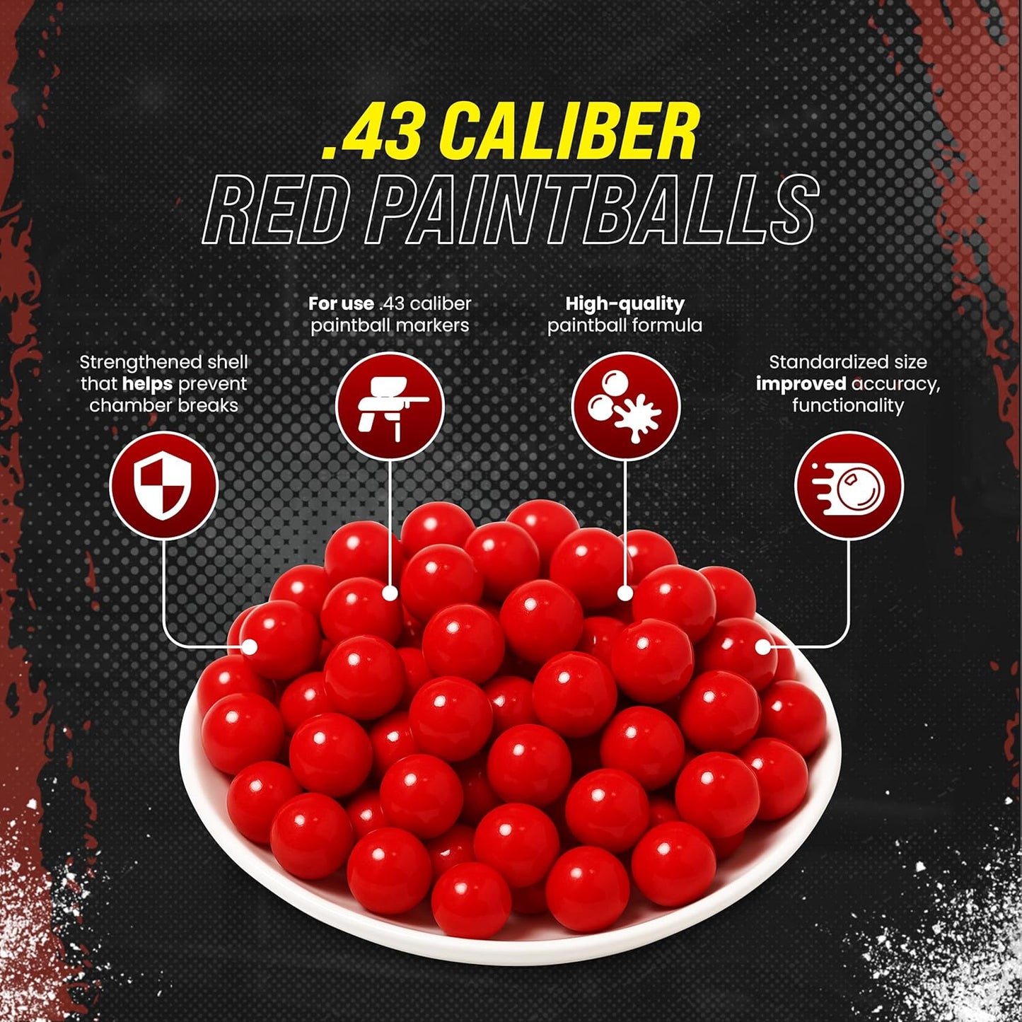 .43 Caliber Paintballs for Umarex T4E Paintball Pistols Blood Red Fill - .43 Cal Ammo