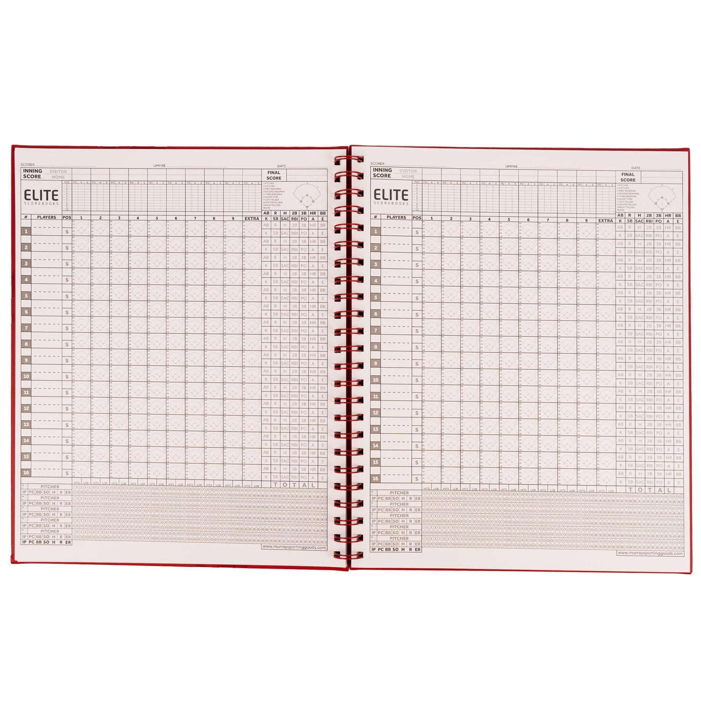 Murray Sporting Goods Elite Clipboards Premium Baseball/Softball Scorebook - 60 Games | Stats Score Keeper Book for Adult & Youth Baseball/Softball