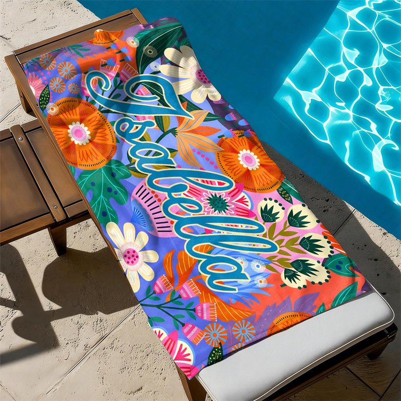 idooodle Personalized Bohemian Style Beach Towel with Name - Quick Dry Oversized Beach Towel, Travel Essential, Beach Party Birthday Gift for Girls Women & Friends