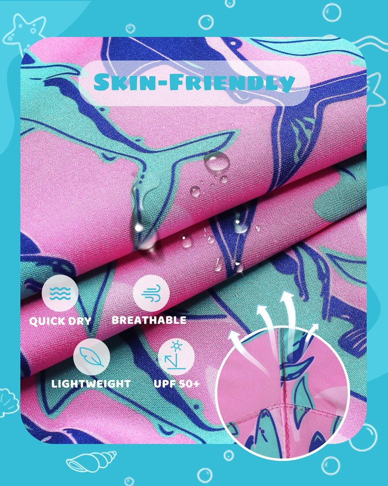 maamgic Boys Swim Trunks with Compression Liner Toddler Stretch Swim Shorts Quick Dry Swimming Trunks Boxer Brief 2 in 1 Beach Shorts Pink Blue Shark 14/16