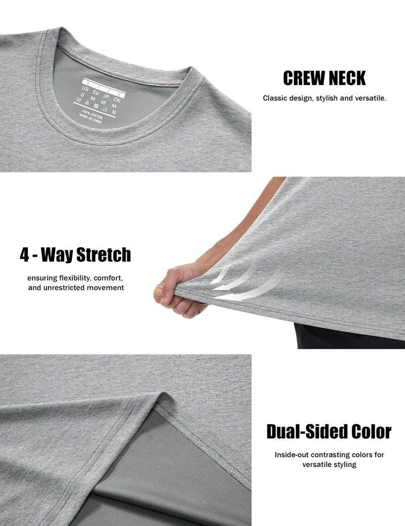 MAGCOMSEN Dry Fit Shirts for Men Short Sleeve Athletic Tops Moisture Wicking SPF Workout Shirts Performance Running Fishing Light Grey L
