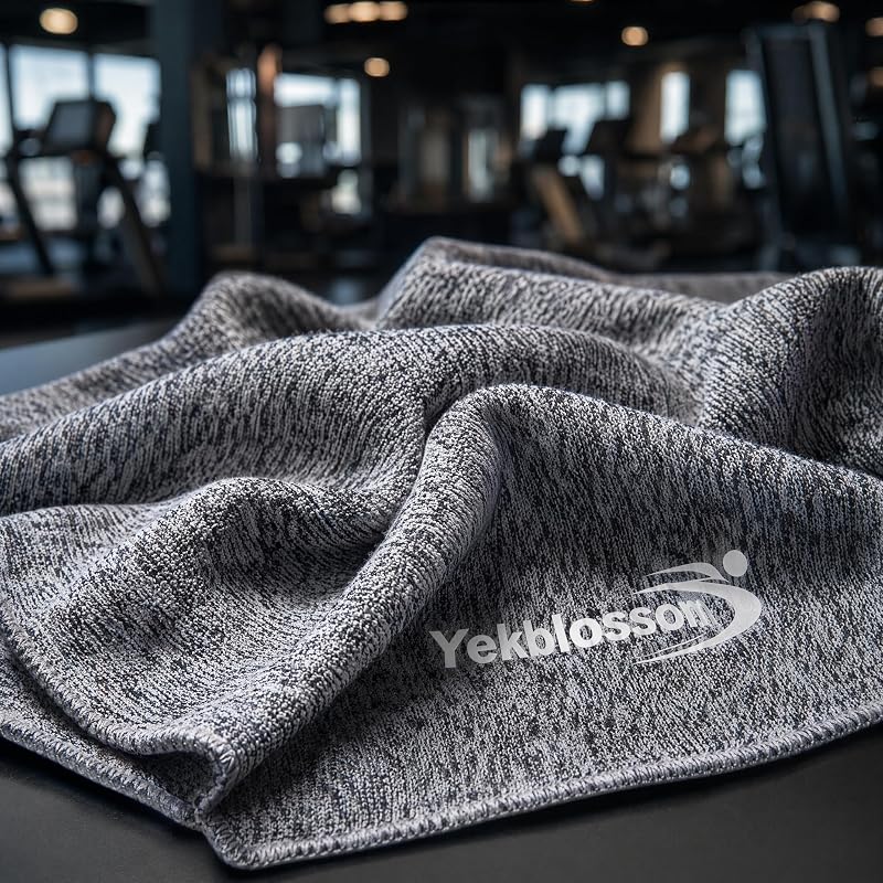 3 Black & 3 Grey 6 Pack Cooling Towels - Hyper-Evaporative Microfiber Sports Towels