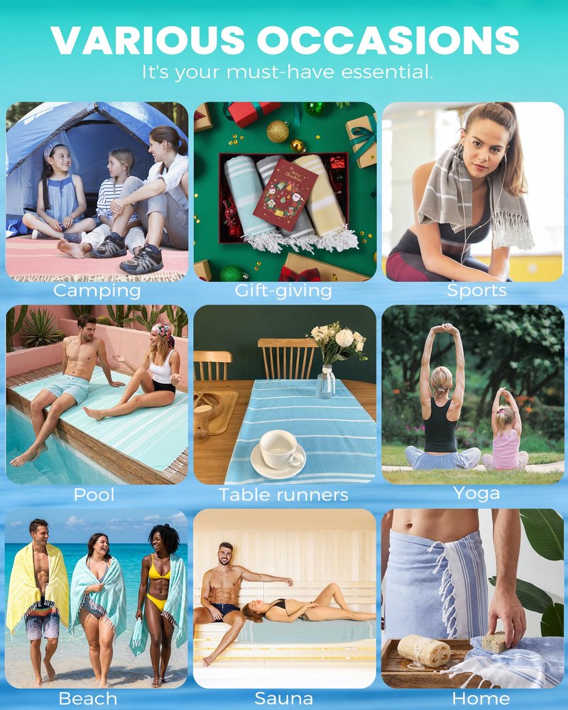 Antfuny 2 Packs Turkish Beach Towels Pool Towel Beach Mat Sauna Blanket Fast Drying Sand Proof Cute Aesthetic Travel Trip XXL Big Wet Cool Beaxh Towell Besch Tows Inside Bundle Couple Cat Each towela
