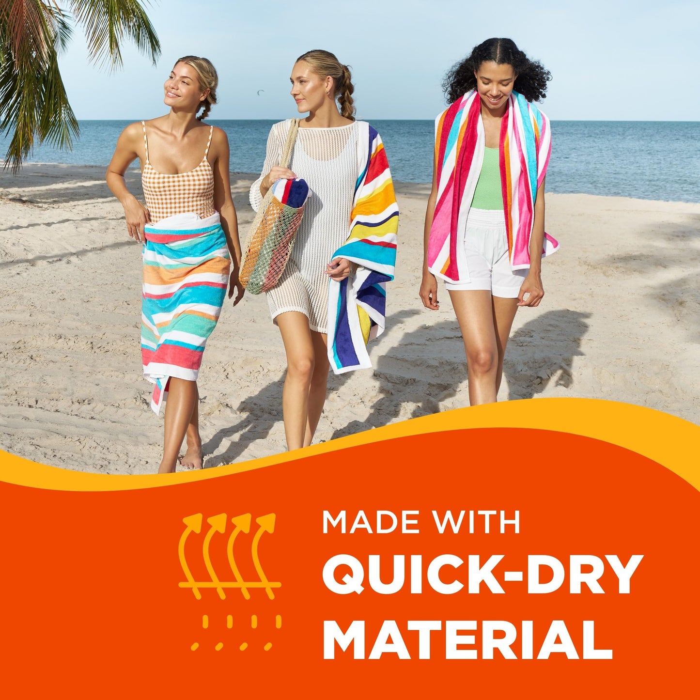 Kaufman - Joey Velour Colored Classic Multi-Color Stripe Beach & Pool Towel - Large 100% Combed Cotton Beach Towel - Soft & Absorbent Colorful Towels - 30" x 60" - 4 Pack
