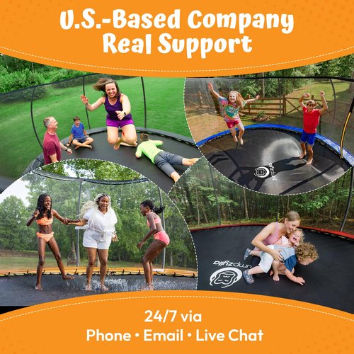 JUMPZYLLA Trampoline Outdoor 8FT 10FT 12FT 14FT 15FT 16FT with Enclosure and Ladder, ASTM Approved Recreational Trampoline for Kids and Adults, Anti-Rust Coated Frame (Black, 14FT)