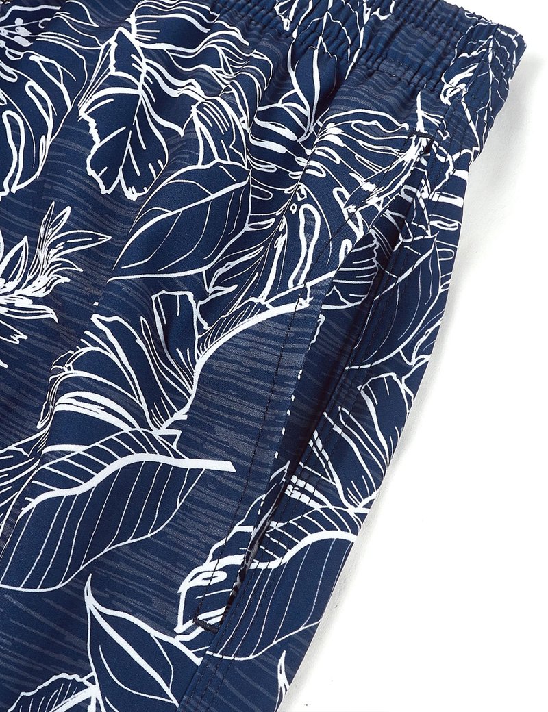 ELETOP Men's Swim Trunks Quick Dry Bathing Suit Swimming Board Shorts Mesh Lining Beach Swimwear Palm Leaf Blue XL