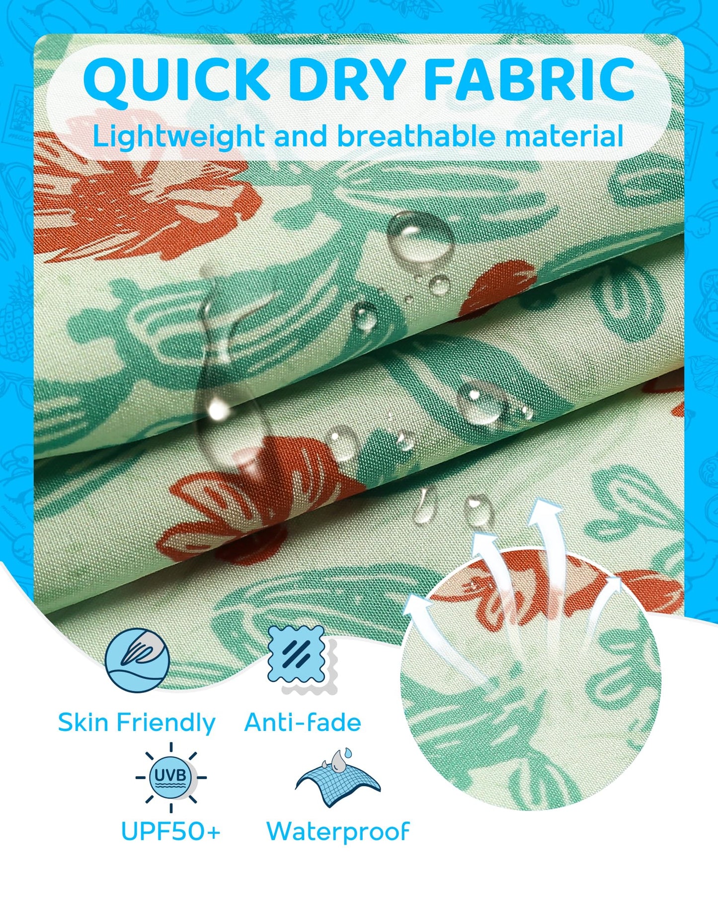 maamgic Boys Swim Trunks with Compression Liner 4-Way Stretch Quick Dry Swim Shorts Swimming Trunks Toddler Boy Cactus Flower Green 7 Years