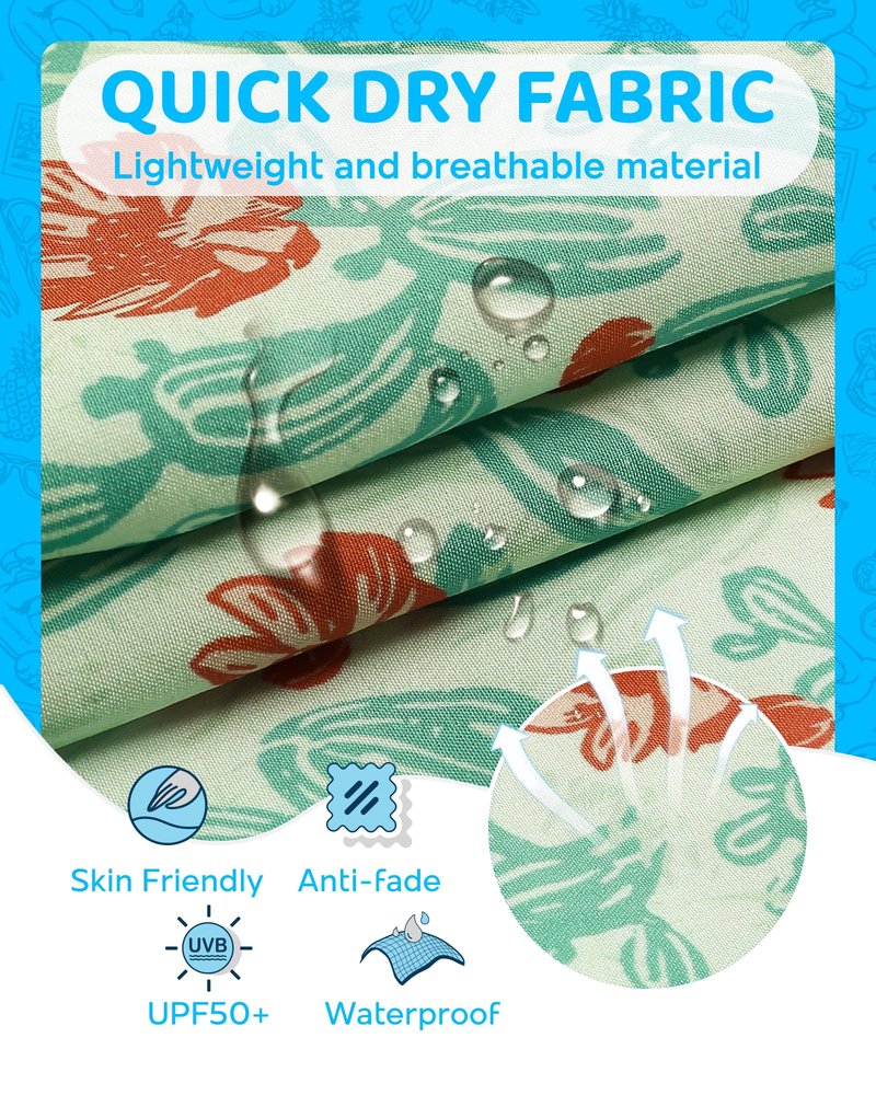 maamgic Boys Swim Trunks with Compression Liner 4-Way Stretch Quick Dry Swim Shorts Swimming Trunks Toddler Boy Cactus Flower Green 7 Years