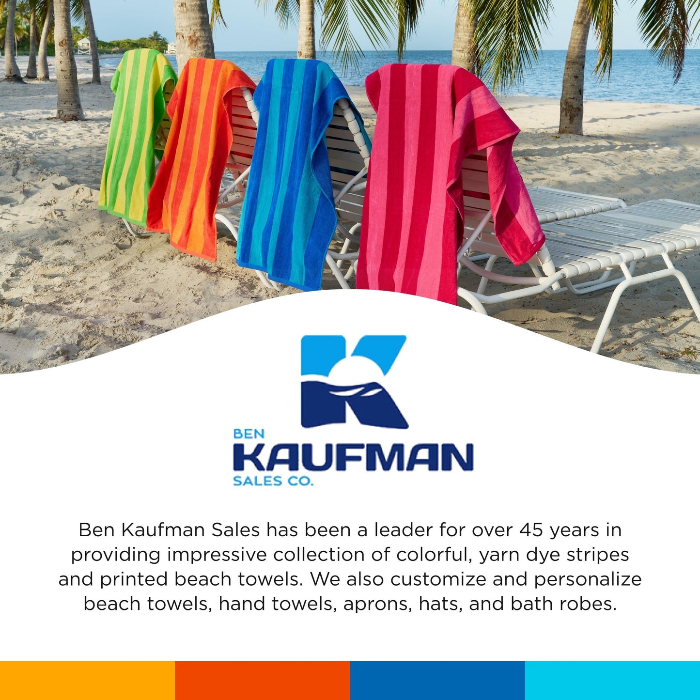 Kaufman - Soft Oversized Beach Towels in Bulk | 29" x 58" Velour Striped Towel | Absorbent, Quick-Drying | 100% Cotton Thick Towels (4 Pack)