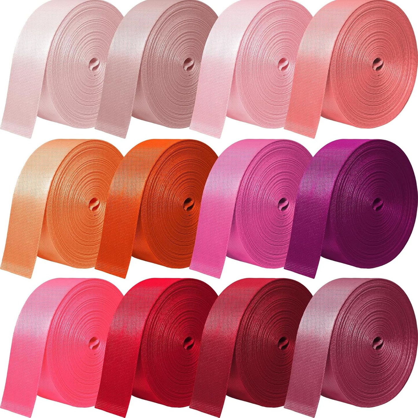 12 Rolls Nylon Webbing 1 Inch 1.5 Inch Heavy Duty Nylon Strap Webbing Strapping for Lawn Chair Backpack Straps Climbing Pet Collars Pet Leash DIY Craft Gear Repair