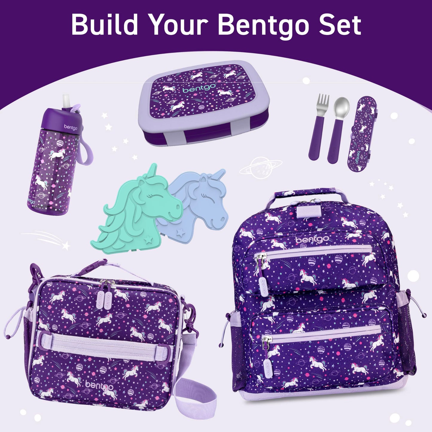 Bentgo Kids Water Bottle - Leak-Proof, Durable Tritan PFAS- & BPA-Free 15 fl oz, Kids/Toddlers Ages 3+ for School & Sports; Bite & Sip Spout, Carrying Handle, Dishwasher Safe (Unicorn)