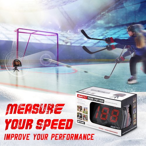 Hockey Radar Gifts Training Aids - Speed Sensor, Hands-Free Radar Guns | Ice, Field, Street & Roller Hockey, High-Tech Gadget & Gear, Black