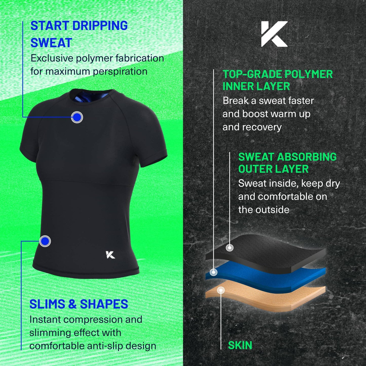 Kewlioo Womens Heat Trapping Sauna Shirt - Shaper Sweat Vest Compression Shapewear Apparel for Women - Sauna Suit Top to Sweat More & Look Great - Gym Workout Excercise Heat Shaper Shirt (Black, XXL)
