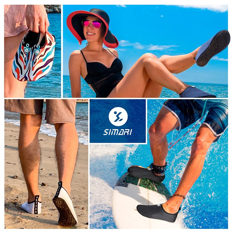 SIMARI Water Shoes for Women Men Aqua Socks Swim Surf Beach Barefoot Yoga Travel Camping Essentials Kayak Boat Accessories Quick-Dry Non Slip Adult Youth SWS002