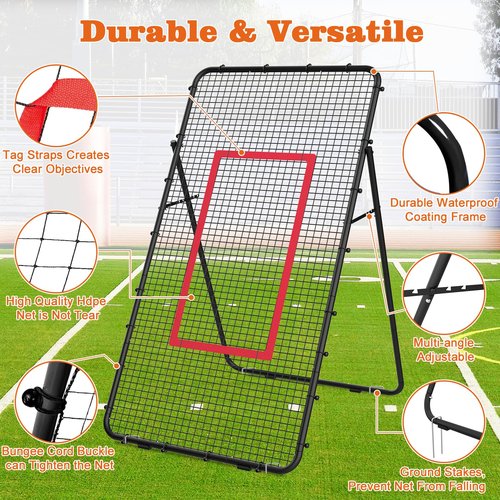 Adjustable Volleyball Rebounder Net 7x4 FT, Steel Frame & High-Tension PE Netting, Durable & Portable Volleyball Training Equipment Practice for Improving Volleying, Bumping, Spiking Skills (Black)