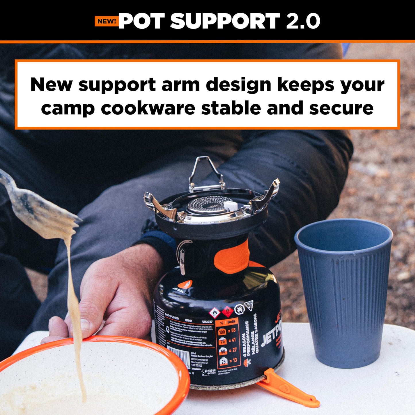 Jetboil Pot Support 2.0 with Foldable Arms for 2025 Jetboil Camp Stove Models, New for 2025