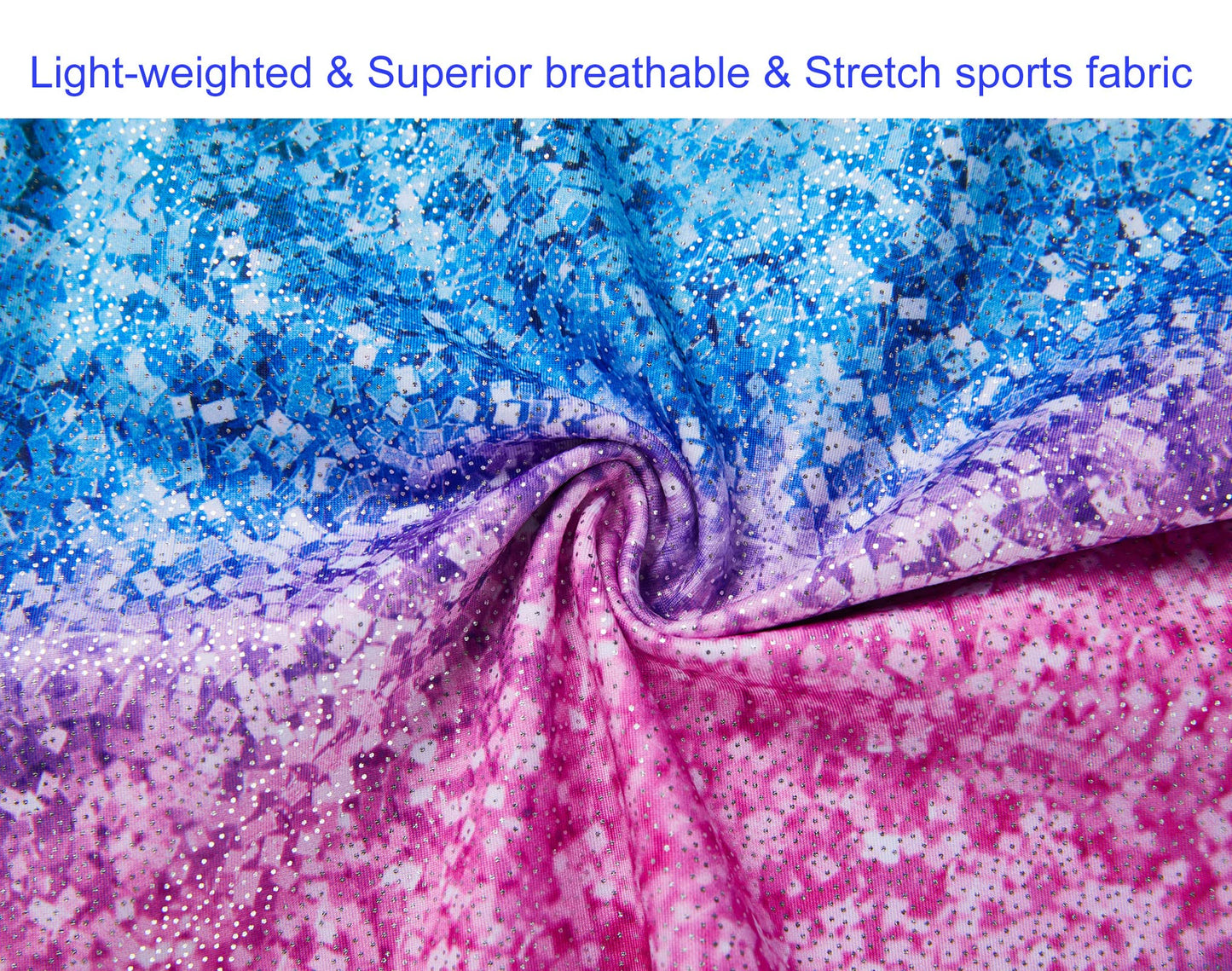 Domusgo Girls Gymnastics Leotards Size 5-6 Years Old Sparkly Gradient Stripe Unitards with Shorts