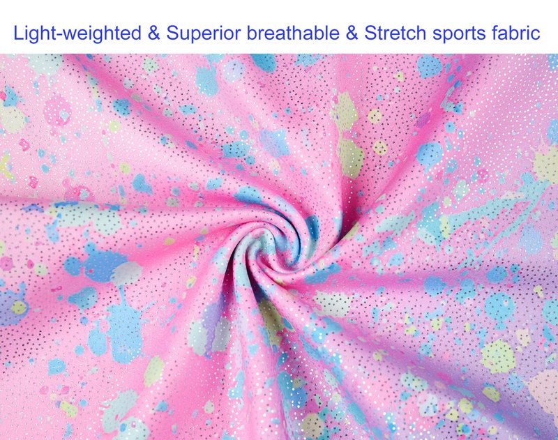 Domusgo Girls Gymnastics Leotards Size 9-10 Years Old Shiny Colorful Graffiti Dot Sleeveless Biketard with Shorts