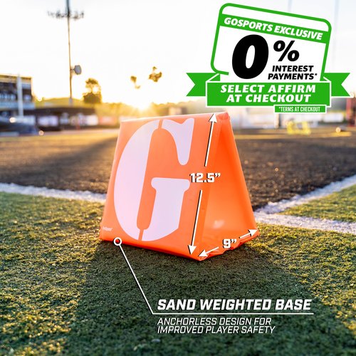 GoSports Football Field Yard Line Markers - Set of 11, High Visibility Weighted Yardage Markers with Portable Carrying Case