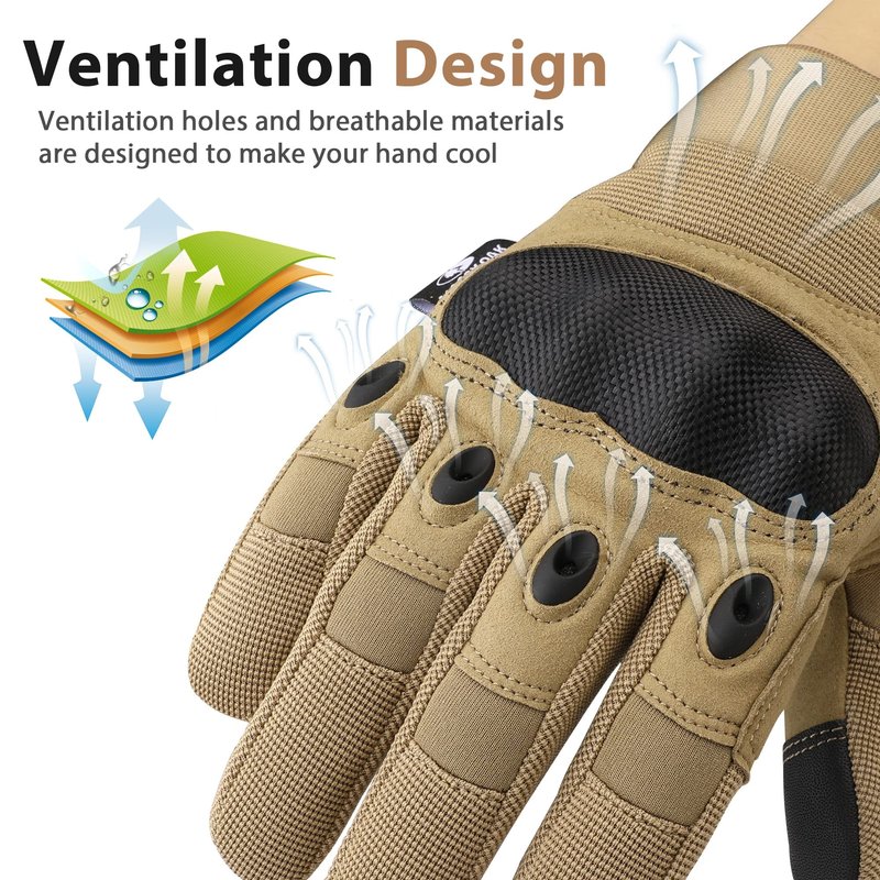 Mossy Oak Motorcycle Gloves for Men, Touchscreen Riding Gloves with Palm Padding for Cycling, Hiking, Camping and Climbing