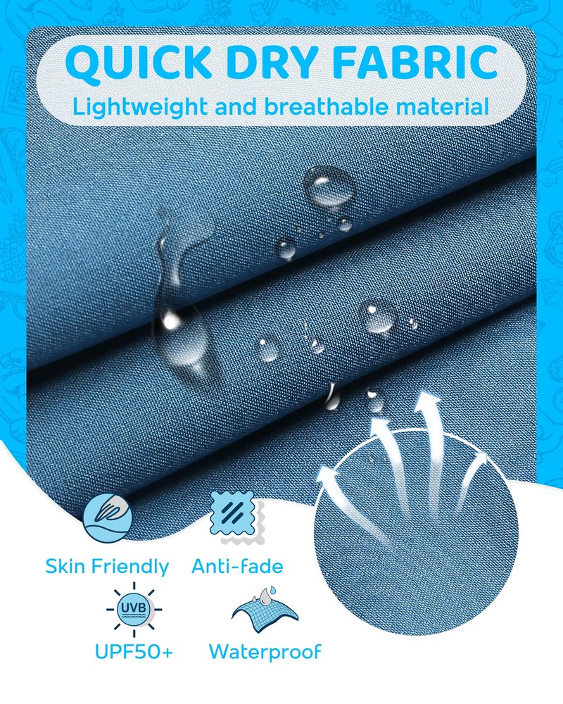 maamgic Boys Swim Trunks with Compression Liner 4-Way Stretch Quick Dry Swim Shorts Swimming Trunks Toddler Boy Haze Blue White 10-12 Years