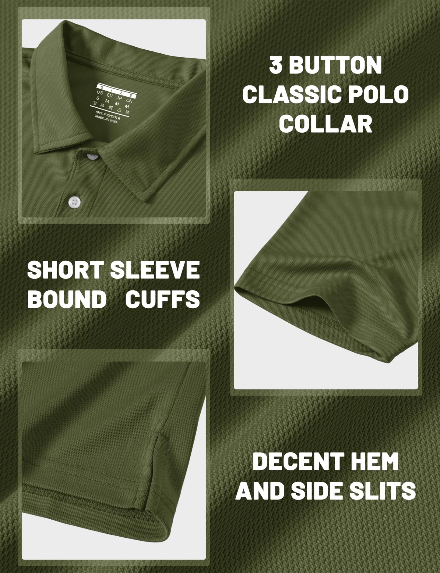 MAGCOMSEN Polo Shirts for Men Dry Fit Lightweight Active Golf Polos Short Sleeve Moisture Wicking Collared Shirt Army Green