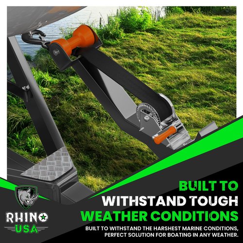 Rhino USA Boat Winch Strap with Hook (2" x 20') - 5,016lb Break Strength - Ultimate Replacement Boat Trailer Winch Straps with Safety Hook - Compatible with Pontoon, Jet Ski, Fishing Boat & More!