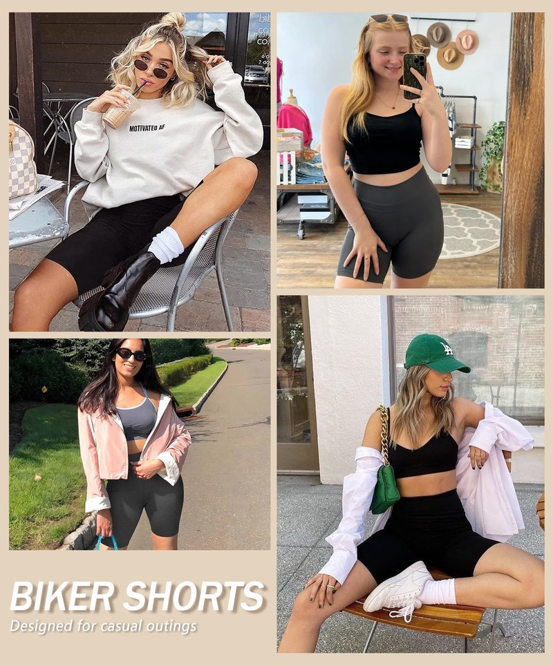 VALANDY Creamlush 3 Pack Biker Shorts for Women -8" High Waisted Soft Stretchy Spandex Athletic Yoga Shorts