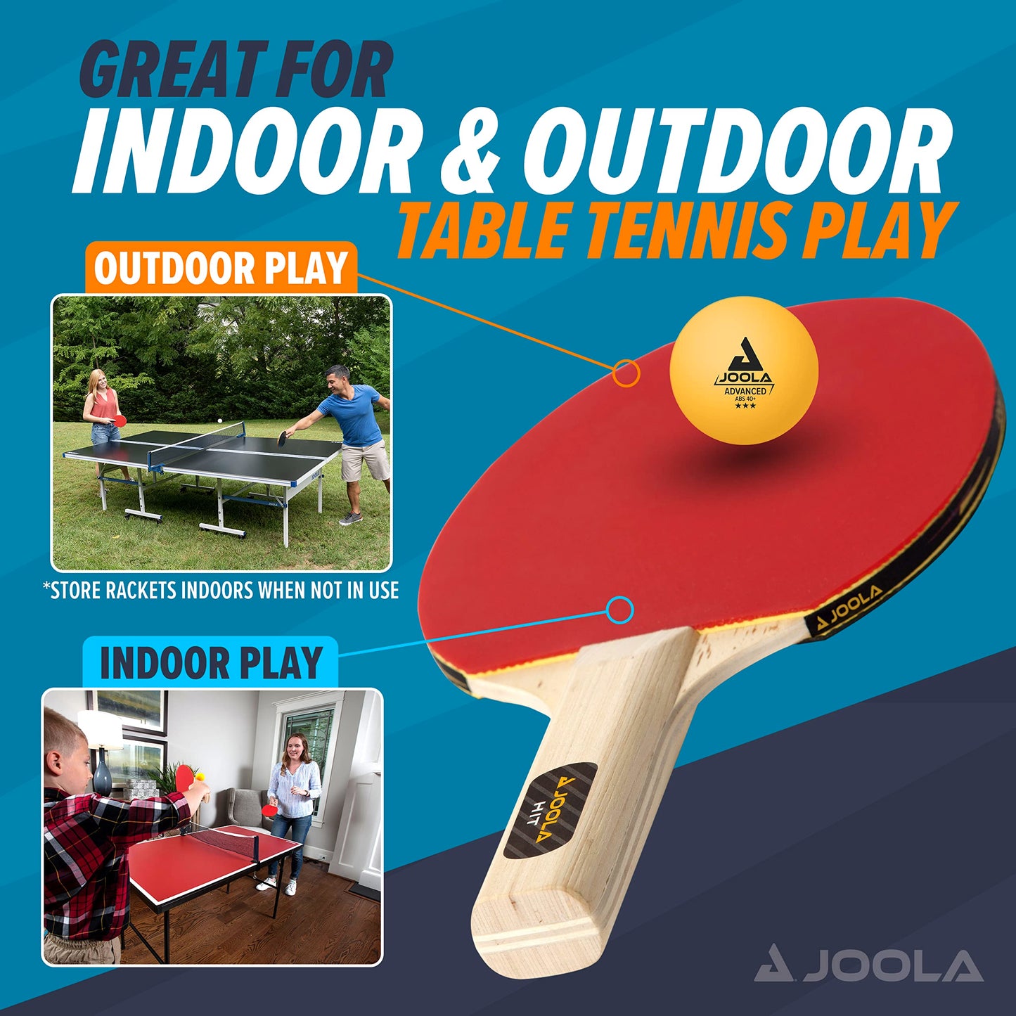 JOOLA Ping Pong Paddle Set with Balls & Carrying Case - Set of 4 or 2 Table Tennis Paddles - Advanced Ping Pong Rackets & Portable Table Tennis Accessories for 2-4 Players
