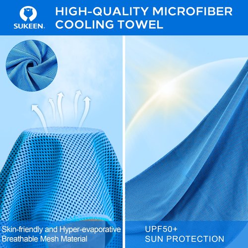 Sukeen 4 Pack Cooling Towel (40"x12"), Soft Breathable Chilly Microfiber Towel for Yoga, Sport, Running, Gym, Workout & More Activities