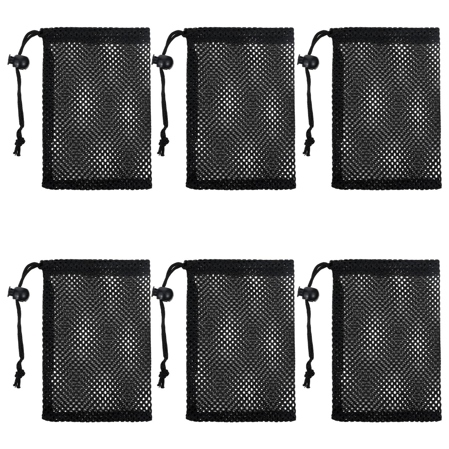 InnoHHustle 6 Pcs Small Mesh Bags Drawstring, 6x4 Inch Mesh Drawstring Bag Black Small Nylon Bag with Drawstrings Portable Draw String Storage Bags Mini Nylon Net Pouch Travel Stuff Pouch