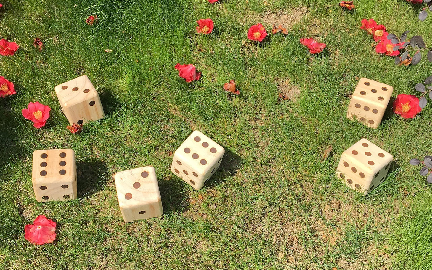 Giant Wooden Yard Dice Set - Outdoor Lawn Games for Adults and Family, 3.5 Inch Solid Pine Wood, Backyard Camping Tailgating Set with Scorecards and Carry Bag